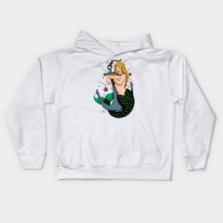 Mermaid and Anchor Vintage Tattoo Kids Hoodie